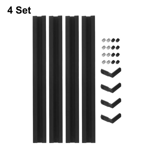 4 Pcs V Slot 2020 Aluminum Extrusion Profile European Standard 350mm X 20mm Anodized Black Linear Rail Frame For 3D Printers CNC DIY For Your Next DIY Build And Rig, 4-set with T-nuts and corner brackets