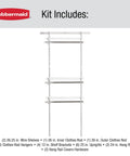 Custom Closet Kit With Adjustable Metal Wire Shelving Expands From 2 To 4 Feet White Finish Includes Hardware For Home Closet Pantry Laundry And Mudroom Organization No Brainer Install components overview