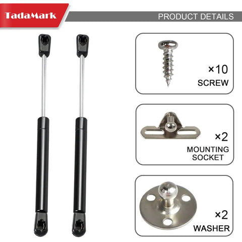 10 Inch Gas Strut Lift Support 45 Lb Each, 2 Pack with screws, sockets, and washers for installation