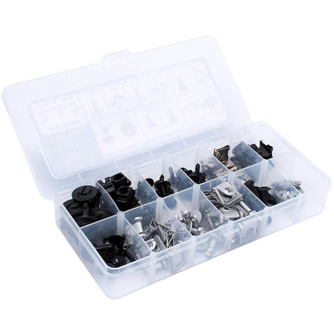 120 Piece Engine Cover Fastener Clip Kit For Audi Porsche VW Skoda, all-in-one assortment in clear plastic storage box