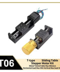 Built Tough T Type Linear Actuator Slide Table Powered By A Nema11 Motor, Rugged Aluminum Body, Ip65 Shop Ready Build, Flexible Mount Brackets, And Solid 24V Dc Drive For Seamless Automation That Handles Tight Quarters Without Breaking A Sweat, showing stepper motor kit with precise mechanism.