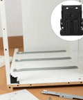 Heavy Duty Folding Cabinet Hinges Eight Piece Kit Smooth Swinging Action close-up on installed bracket in furniture assembly.