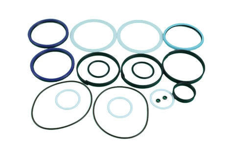 Heavy Duty 8K Basket Rotator Seal Kit For Genie Boom Lift Compatible With 122944GT And 110976GT various rubber seals laid out.