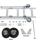 Parts of AS7B Heavy Duty Aluminum Hand Truck 2 In 1 Convertible Dolly, 800 lb capacity, including frame and nose plate.