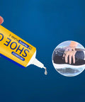 Close-up of a 60ml tube of Clear Shoe Glue For Soles And Heels Repair Waterproof Adhesive For Sneakers Boots Leather Bags Quick Dry.