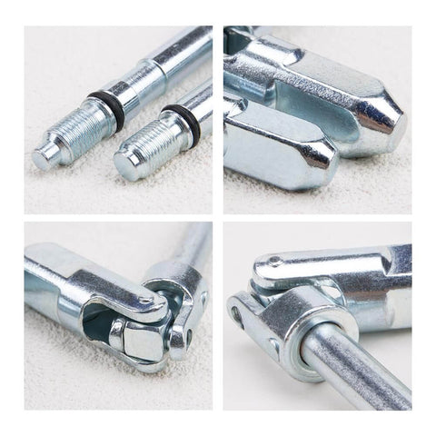 2 Pieces Jack Joint Metal Tool Kit with Dual Pump Horizontal Jack Parts and Oil Seal, close-up of U joint and metal components