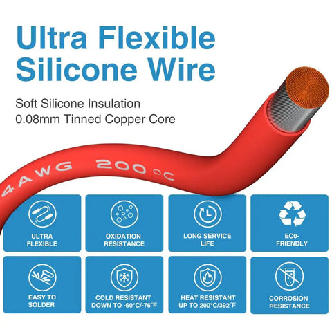 Beefy 4 Gauge Silicone Wire Set With 5 Ft Red And 5 Ft Black Flexible 4 AWG Stranded Tinned Copper Cable For Auto Audio Power And Electrical Installations Now showing details and benefits.
