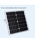 JUDYSSY Spot Lighting Solar Flood Lights Outdoor Remote Control Led Solar Powe monocrystalline silicon solar panel close-up.