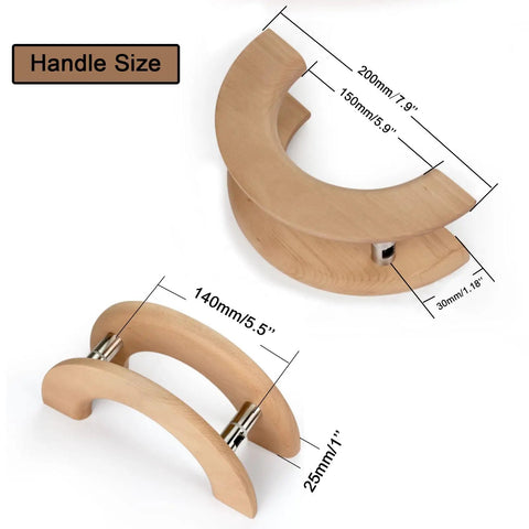 Moon Shaped Sliding Barn Door Handle 200 Mm Diameter Back To Back Wood Pull For Sauna And Glass Doors Front Doors Commercial Push Pull Handle Modern Half Round Design For Grips Like A Boss, wood handle size 200mm with 140mm center-to-center