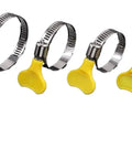 Get A Total Of 76 Adjustable Hose Clamps In One Sweet Combo Kit Plus Stepless Worm Gear Clamps For Any Car Or Bike Pipe From 8 To 44Mm Made With High Grade Stainless Steel And Easy Grip Plastic Handles That Make DIY Fix-ups Super Dope Today. stainless steel hose clamps with yellow plastic handles