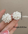 Y2K Vibe Vintage Pearl Bead Cluster Stud Earrings For Women White Boho Chic Jewelry Lightweight Comfort Perfect Everyday Glam Hypoallergenic Post Subtle Shine For Any Outfit, 0.85in white pearl cluster studs
