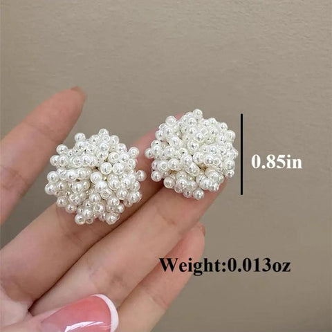 Y2K Vibe Vintage Pearl Bead Cluster Stud Earrings For Women White Boho Chic Jewelry Lightweight Comfort Perfect Everyday Glam Hypoallergenic Post Subtle Shine For Any Outfit, 0.85in white pearl cluster studs