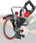 Badass Brushless Ring Saw For Wall Cutting With A Kickass Copper Motor That Slays Reinforced Concrete And Stone, Pumping Out 3000 RPM For Precision Grooving, Running Smooth As Silk For Pros Crushing Heavy Jobs Without Breaking A Sweat. showing close-up angle and cutting ring design.