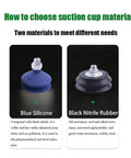 Industrial Vacuum Suction Cup Set With Durable Silicone And Nitrile Rubber Handles Heavy Loads Smoothly Available In Seven Sizes From 15mm To 125mm: Blue silicone and black nitrile rubber cups comparison.
