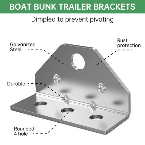 Galvanized Adjustable Swivel Top Boat Trailer Bunk Bracket featuring holes and galvanized steel for pontoon trailers.
