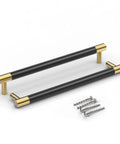 Slick Bar Cabinet Handle Pull Dope 6 Inch T Bar Solid Copper With Brushed Satin Gold Brass Finish And Electroplated Matte Black, screws included