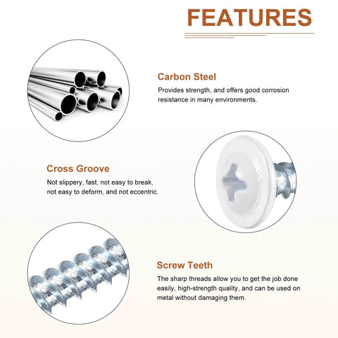 Features of Self Tapping Screws No 8 X 1 Inch Phillips Flat Head Carbon Steel 50 Pack High Strength Quick Tap Wood Metal Plastic Screws for Woodworking