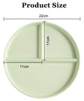3 Piece Portion Control Plate Set 9 Inch Unbreakable Divided Dinner Plates Dishwasher And Microwave Safe Black White Gray For Easy Meal Prep And Portioning On Busy Nights shown in green.