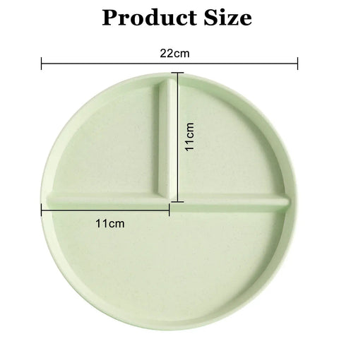 3 Piece Portion Control Plate Set 9 Inch Unbreakable Divided Dinner Plates Dishwasher And Microwave Safe Black White Gray For Easy Meal Prep And Portioning On Busy Nights shown in green.