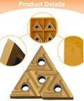 10 Pack TNMG160404R-S Carbide Turning Inserts for CNC lathe and milling, yellow triangular inserts in packaging
