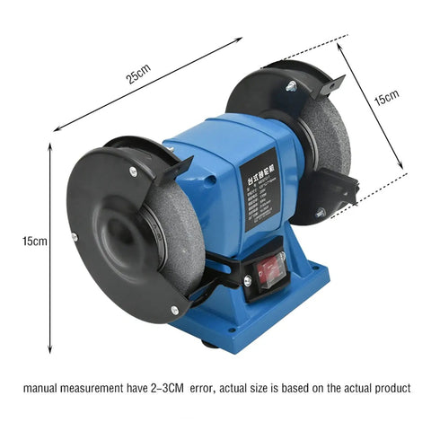 Essential 5 Inch Bench Grinder With Adjustable Eye Guards And Work Light For Sharpening Tools Knives Bits, side view showing dimensions.