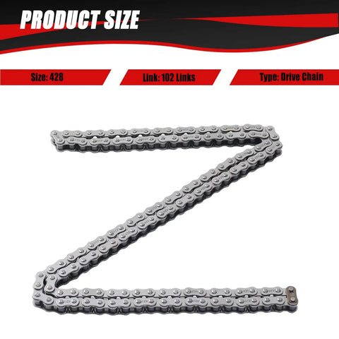 Drive Chain 102 Link With Chain Breaker For 50cc To 125cc 4 Stroke Dirt Bikes ATVs Quad Go Karts Heavy Duty Replacement Chain in Z shape