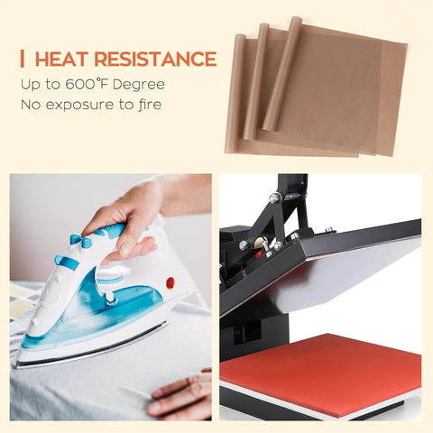 Three Pack PTFE Nonstick Heat Press Sheets, 16 By 20 Inch, Reusable Heat Resistant Craft Mats used with iron and heat press
