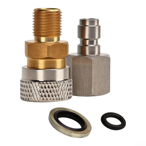 Top Shelf Quick Connect Filling Charging Hose With 1/8 Inch Thread High Pressure Pneumatic Air Line Male Female Coupler Pair with seals.