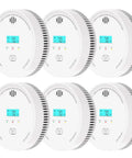 Top Shelf 6 Pack Smoke Detectors and Air Quality Monitors with 10 Year Battery Life advanced sensors on display screen.