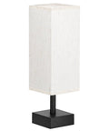 Small Table Lamp For Bedroom And Nightstand With Square Fabric Shade, black base, ideal for living room or office.