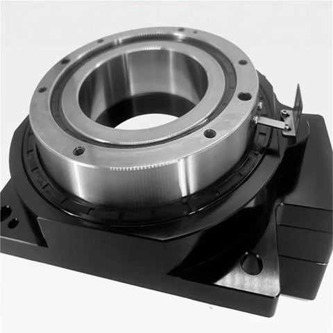 Th450 Heavy Duty Turntable Rotary Actuator With Hollow Rotating Platform And 10 To 1 Gearbox Ratio close-up view showing input shaft and sturdy design.
