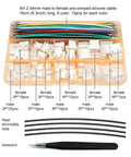 2.54mm Pitch Connector Kit Compatible With XH Series Sockets And Plugs, cable, headers, heat shrink tubes, and tweezers