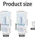 Eight-Piece Sliding Closet Door Roller Hardware Kit With Top Hung Bypass Upper Mount Track Wheels, size diagram and screws.