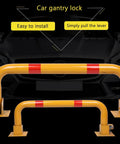Heavy Duty Steel Machine Guard Rail With U Shaped Guardrail Anti Collision Bar For Garage Walls And Cars Protection Private Parking Space Gantry Lock Ideal For Hotels Driveways In Red Or Yellow displayed in yellow with reflective stripes.