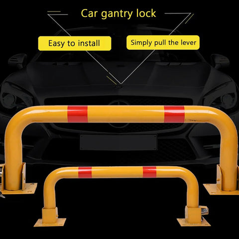Heavy Duty Steel Machine Guard Rail With U Shaped Guardrail Anti Collision Bar For Garage Walls And Cars Protection Private Parking Space Gantry Lock Ideal For Hotels Driveways In Red Or Yellow displayed in yellow with reflective stripes.