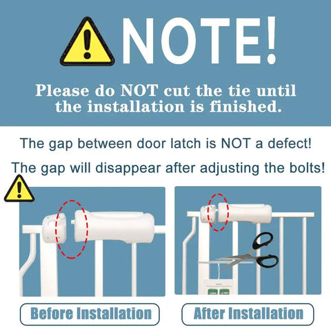 Installation instructions for Adjustable Narrow Baby Gate Fits 24 To 29 Inches Wide Pressure Mounted No Drill Walk Through Metal Safety Gate