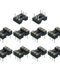 2.54mm Pitch DIP IC Socket Dual Row 6 Pin Round Pins Connector For Electronics DIY Nerds Prototyping Soldering Friendly Easy Insertion Durable Black Thermoplastic Body 20 Pcs, showing sockets in a grid layout