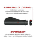 Ergonomic Bike Handlebar Grips G 124BL Lock On Aluminum Alloy Lock Ring with Grippy Soft Rubber shown in side view