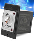 AH2 Y Time Relay 24V Low Voltage Delay Timer For Industrial Control And Electrical Systems With A 10S Delay PVC Housing Boss Level Rugged Component For Home Appliances And Low Voltage Equipment, black PVC timer relay with dial