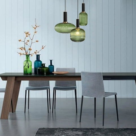 Go To Industrial Pendant Light With Dreamy Striped Glass Shade And Black Canopy For Kitchen Island Farmhouse Style Adjustable Height Cable