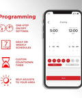 Smart Light Switch 2 Pack With 2.4GHz WiFi on smartphone screen showing programming schedule and settings.