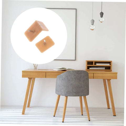 Slick Glide Furniture Slider Pads Two Hundred Pack For Hardwood Floors shown on a modern desk to protect against scratches.