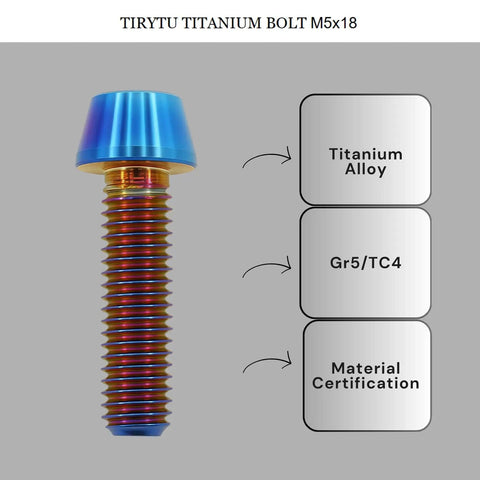 Ultralight Titanium M5x18 Bolts With Tapered Head Hex Socket For Bike Stem And MTB Accessories Burnt Blue 6 Pack