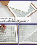 Mirror Glass Mosaic Tiles 12x12 Inch Beveled Five Face Silver Crystal Backsplash For Kitchen And Bathroom Seamless No Grout Required Mesh Backing Five Sheets Per Box packaging