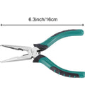 12 Piece 6 Inch Spring Needle Nose Pliers Set With Heavy Duty Steel, Insulated Nonslip Rubber Handles, side view with dimensions