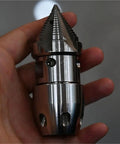 Person holding anti corrosion rotating nozzle for high pressure water jet pipe cleaning tough clog buster accessory for sewer machines