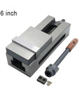 Solid As A Rock 6 Inch Heavy Duty Machinist Vise Engineered For Cnc Milling Tasks with adjustable jaws and included handle.