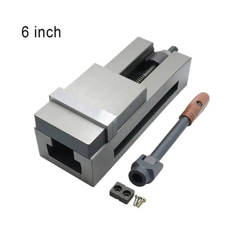 Solid As A Rock 6 Inch Heavy Duty Machinist Vise Engineered For Cnc Milling Tasks with adjustable jaws and included handle.