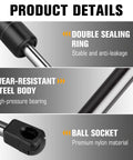 Details of Dodge Challenger 2008 To 2018 Rear Trunk Lift Support Shocks Gas Spring Struts 6657 steel body and ball socket.
