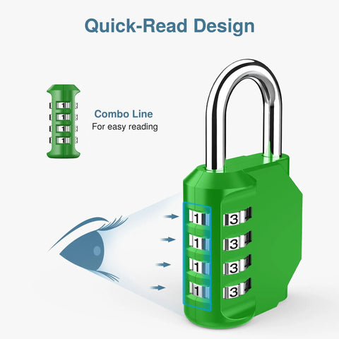 Green 4 Pack 4 Digit Combination Locks Outdoor Waterproof Padlocks For Locker Gym School Fence Toolbox Gate Case Cabinets